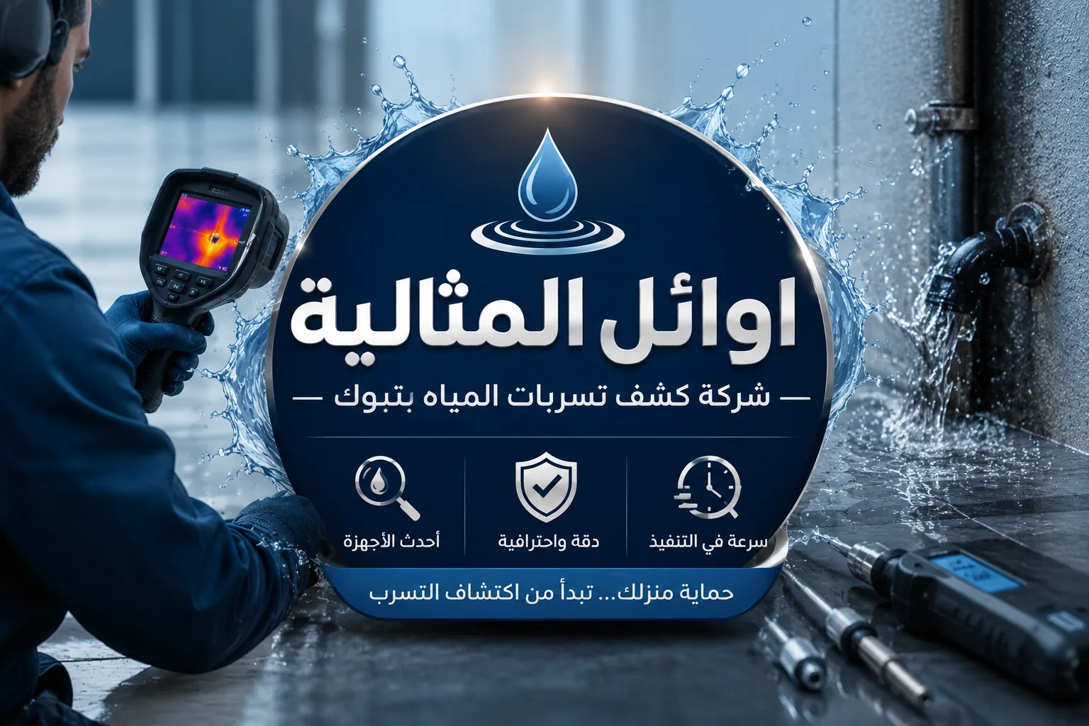 كشف تسربات المياه بتبوك