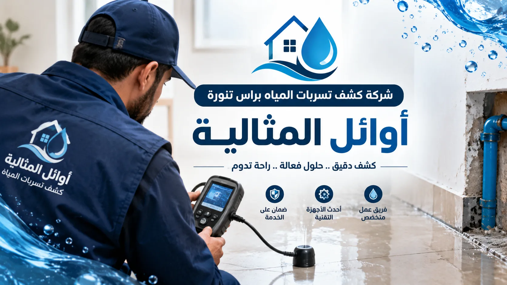 كشف تسربات المياه براس تنورة